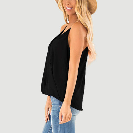 Full Size Surplice Spaghetti Strap Top - MimiStylez