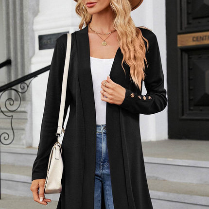 Open Front Long Sleeve Cardigan - MimiStylez
