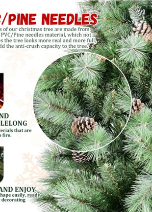 Artificial 7ft Green Christmas Tree With 1348PVC Hard Needle Mixed Branch Tips