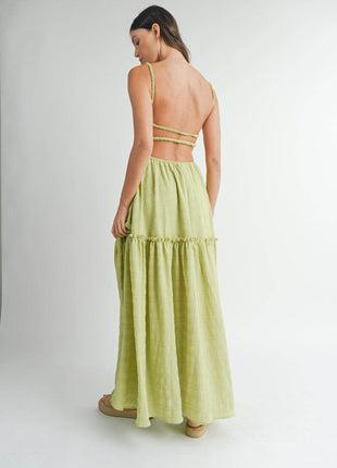 MABLE Cutout Waist Backless Maxi Dress - MimiStylez