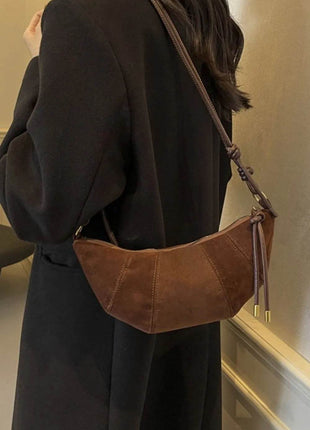 PU Leather Strap Suede Shoulder Bag - MimiStylez