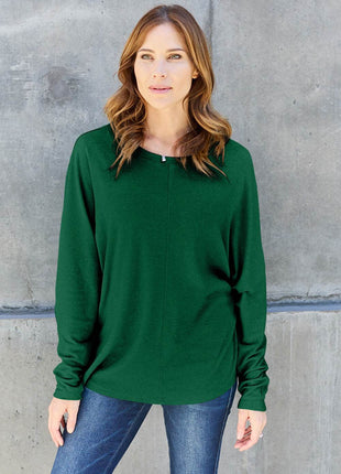 Double Take Full Size Round Neck Long Sleeve T-Shirt - MimiStylez