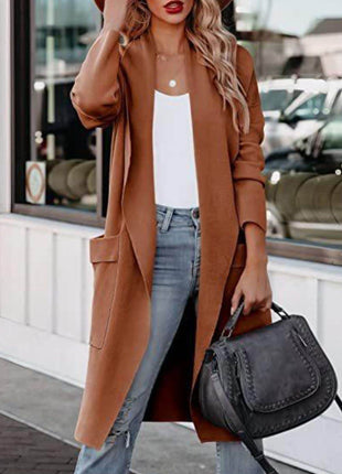 Open Front Dropped Shoulder Outerwear - MimiStylez