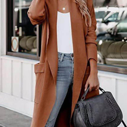 Open Front Dropped Shoulder Outerwear - MimiStylez
