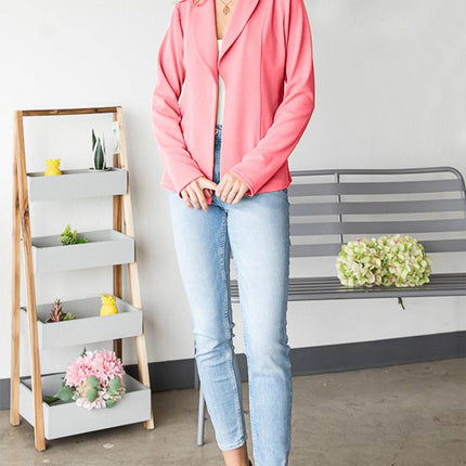 Heimish Open Front Long Sleeve Blazer - MimiStylez