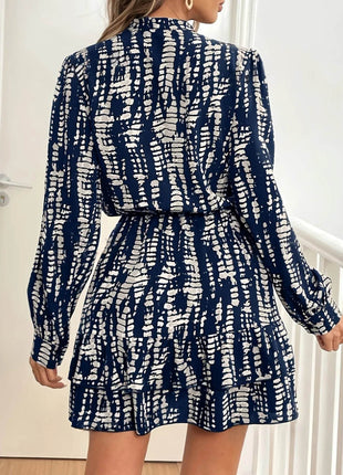 Printed Long Sleeve Shirt Dress - MimiStylez