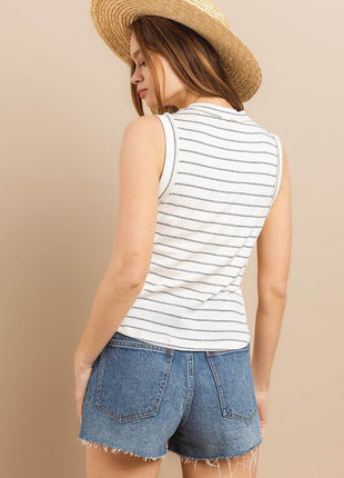 Ces Femme Striped Round Neck Tank - MimiStylez