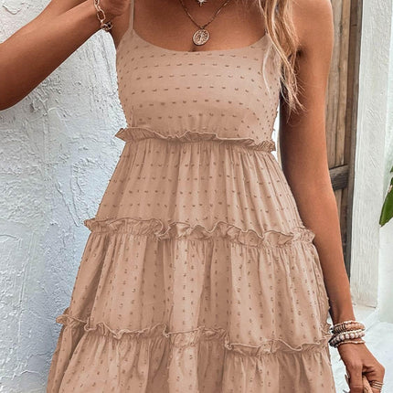 Frill Spaghetti Strap Tiered Dress - MimiStylez