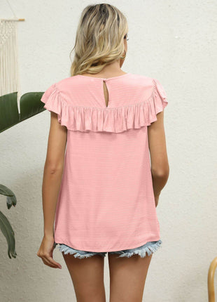 Spliced Lace Ruffled Blouse - MimiStylez