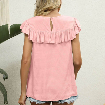 Spliced Lace Ruffled Blouse - MimiStylez
