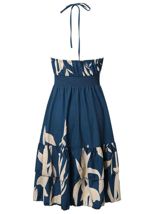 Paisley Print Halter Neck Mini Dress - MimiStylez