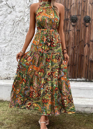 Tied Floral Sleeveless Dress - MimiStylez