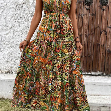 Tied Floral Sleeveless Dress - MimiStylez