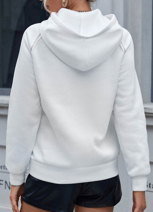 Contrast Stitching Drawstring Raglan Sleeve Hoodie - MimiStylez