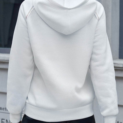 Contrast Stitching Drawstring Raglan Sleeve Hoodie - MimiStylez