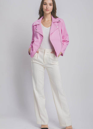 Love Tree Collared Neck Zip Up Jacket - MimiStylez