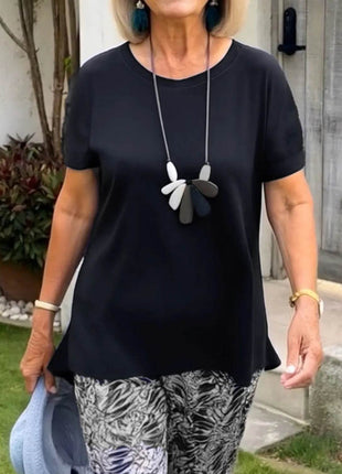 Full Size Round Neck Short Sleeve Top and Pants Set Plus Size - MimiStylez