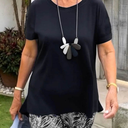 Full Size Round Neck Short Sleeve Top and Pants Set Plus Size - MimiStylez