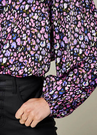 Double Take Full Size Printed Long Sleeve Blouse - MimiStylez