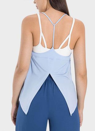 Slit Spaghetti Strap Scoop Neck Active Cami - MimiStylez