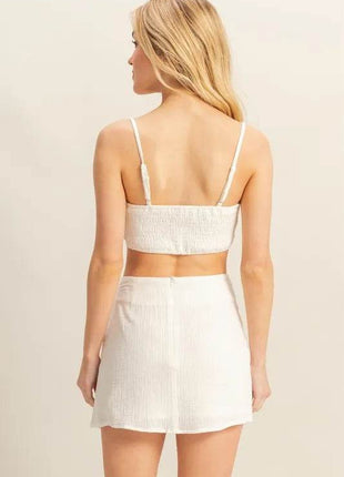 HYFVE Ruched Bra Top and Mini Skirt Set - MimiStylez