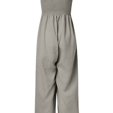 Smocked Spaghetti Strap Wide Leg Jumpsuit - MimiStylez