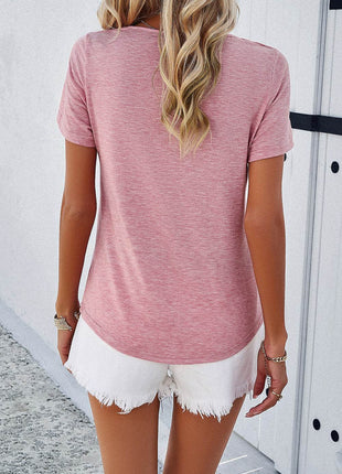 V-Neck Short Sleeve T-Shirt - MimiStylez