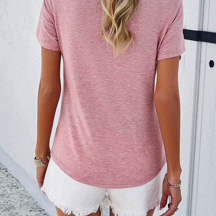 V-Neck Short Sleeve T-Shirt - MimiStylez