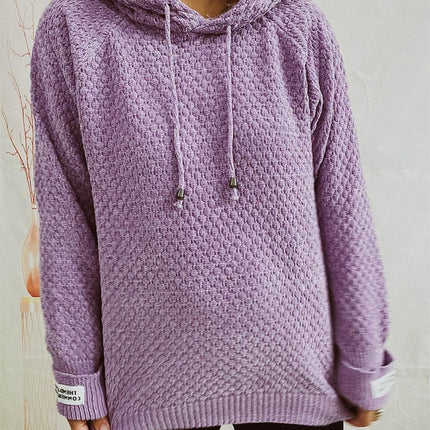 Drawstring Long Sleeve Hooded Sweater - MimiStylez