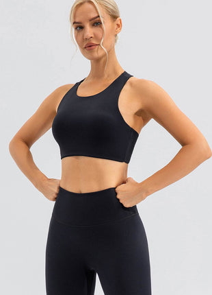 Round Neck Cutout Cropped Active Tank - MimiStylez