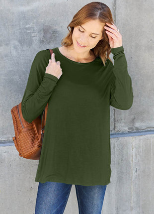 Basic Bae Full Size Round Neck Dropped Shoulder T-Shirt - MimiStylez