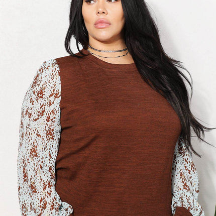 And The Why Full Size Foil Printed Sleeve Top - MimiStylez