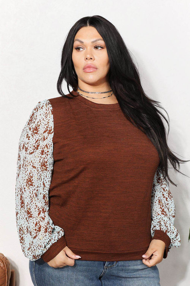 And The Why Full Size Foil Printed Sleeve Top - MimiStylez