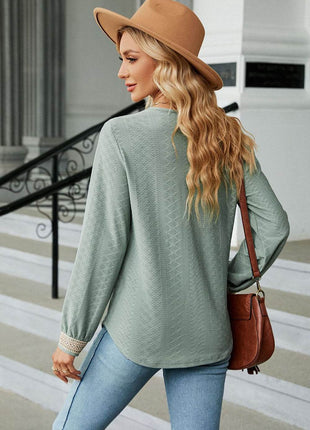 V-Neck Long Sleeve Blouse - MimiStylez
