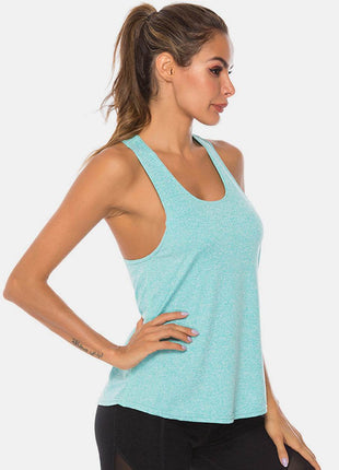 Full Size Scoop Neck Wide Strap Active Tank - MimiStylez