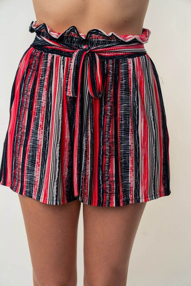 White Birch Full Size High Waisted Striped Shorts - MimiStylez