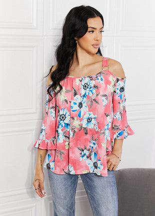 Sew In Love Full Size Fresh Take Floral Cold-Shoulder Top - MimiStylez