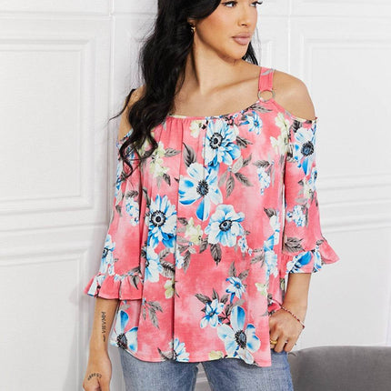 Sew In Love Full Size Fresh Take Floral Cold-Shoulder Top - MimiStylez