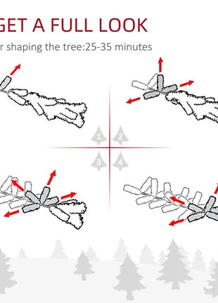 9FT Pre-Lit Snow-Flocked Slim Douglas Fir Christmas Tree With Realistic Branches, 550 LED Lights And 988 Tips