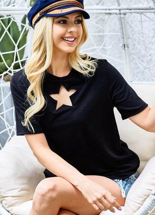 BiBi Star Cutout Short Sleeve T-Shirt - MimiStylez