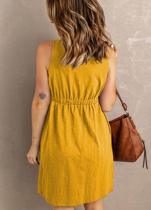 Sleeveless Button Down Mini Magic Dress - MimiStylez
