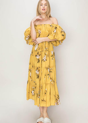 HYFVE Floral Puff Sleeve Tiered Dress - MimiStylez