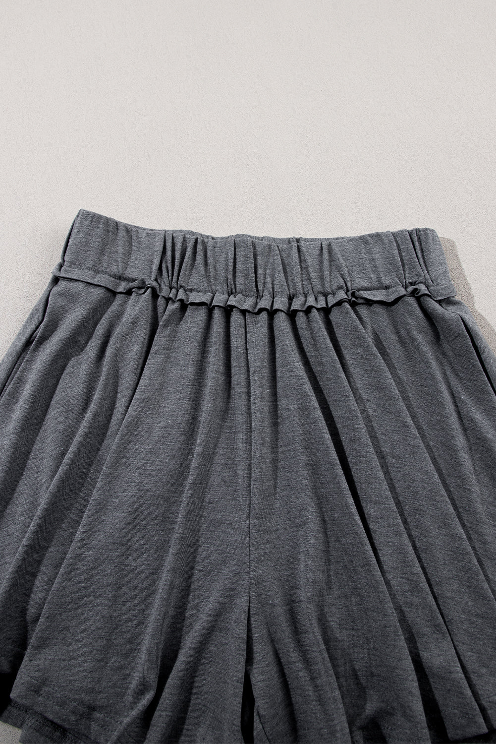 Gray Elastic Waist Culotte Shorts