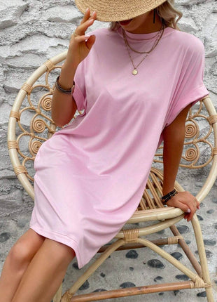 Round Neck Short Sleeve Mini Dress - MimiStylez