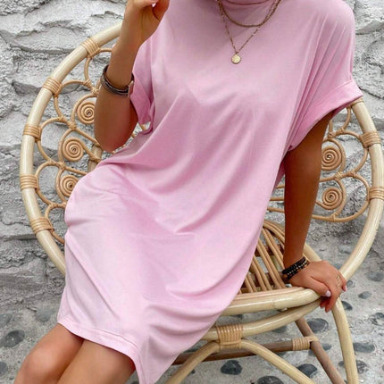 Round Neck Short Sleeve Mini Dress - MimiStylez