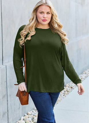 Basic Bae Full Size Round Neck Dropped Shoulder T-Shirt - MimiStylez