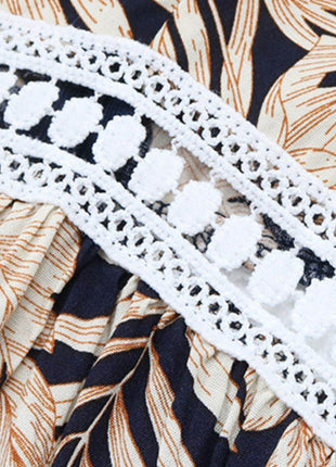 High-Low Printed V-Neck Cap Sleeve Midi Dress - MimiStylez