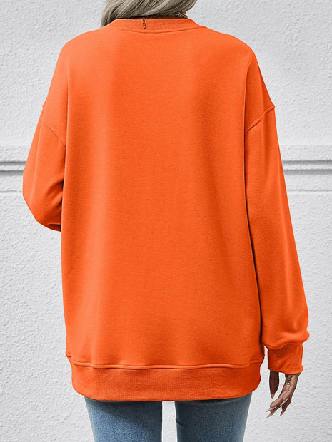 Round Neck Long Sleeve Sweatshirt - MimiStylez