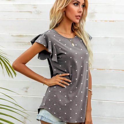Round Neck Butterfly Sleeve Top - MimiStylez