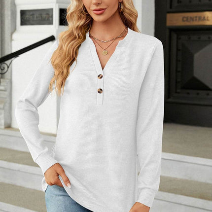V-Neck Long Sleeve Blouse - MimiStylez